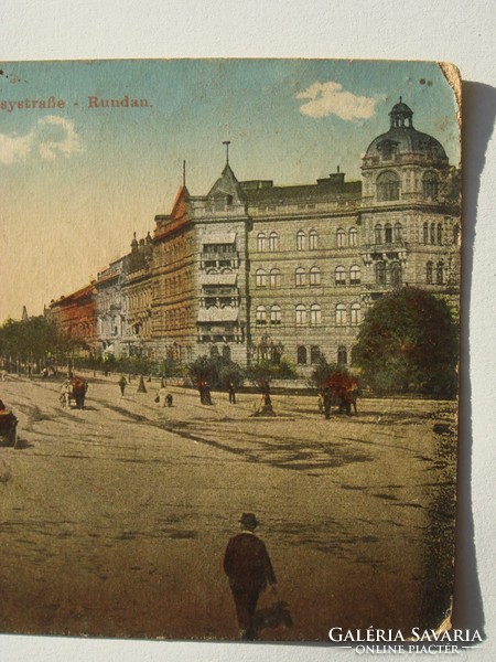 Régi képeslap 1918 Budapest Andrássy út Körönd fotó levelezőlap