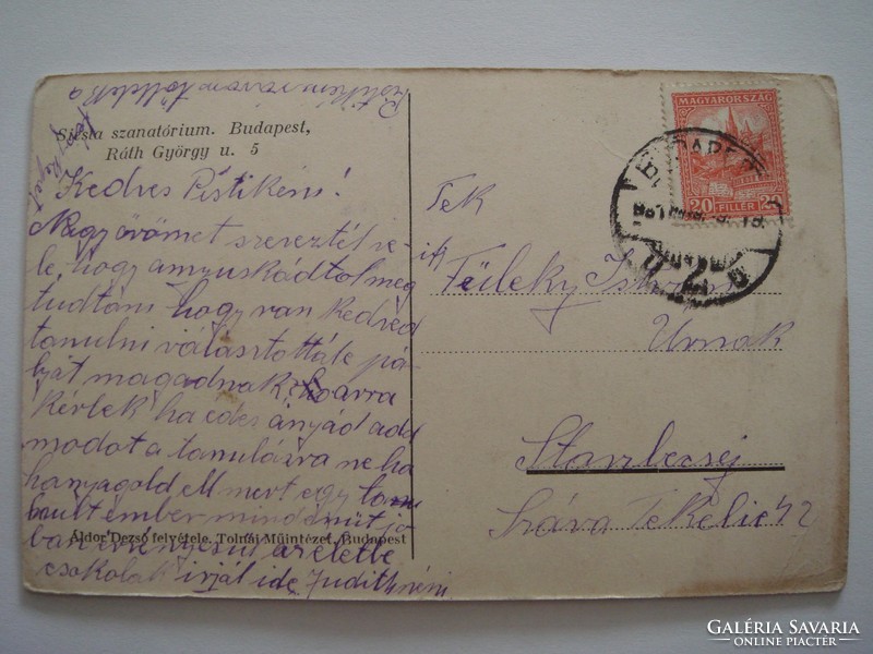 Régi képeslap Siesta szanatórium Budapest 1920 körül fotó levelezőlap
