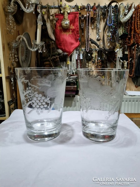 2db régi csiszolt üveg váza