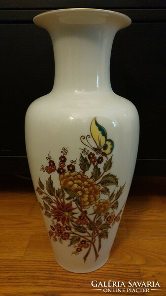 Zsolnay hand-painted tall - 43 cm - butterfly-flower vase, flawless, new