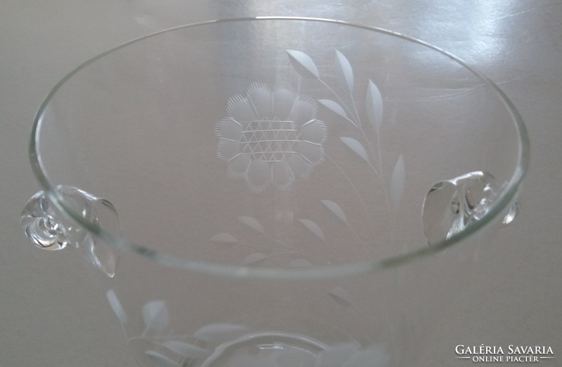 Retro glass ice cube holder ice holder polished flower pattern old small ice bucket