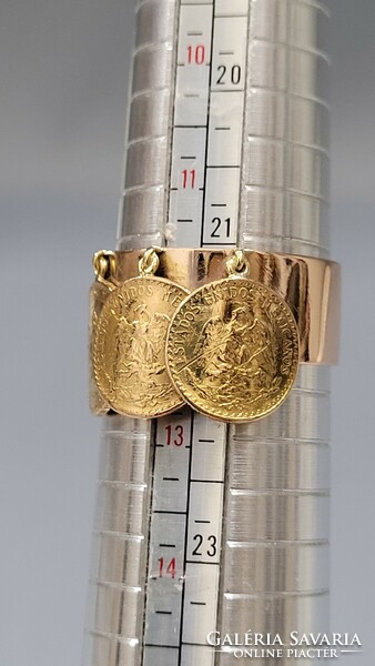 14 K arany érmés gyűrű 13,09 g