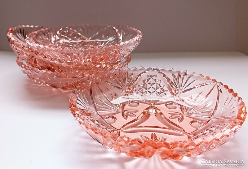 Lazac rózsaszín üveg  tálkák 4db 14.5cm
