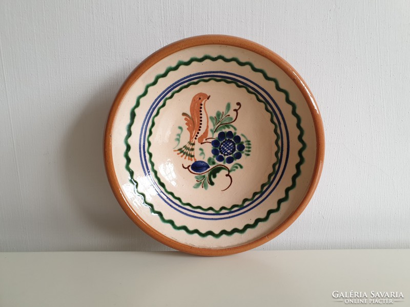 Hódmezővásárhely old folk ceramic monon ferenc hmv wall plate bird wall bowl