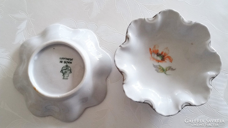 Zsolnay porcelán régi kis tálka pajzspecsétes tál 2 db