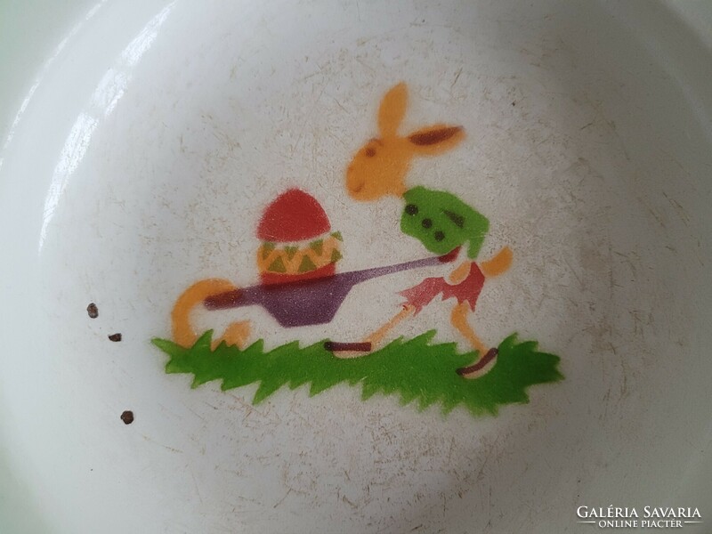 Old vintage 3 pcs enameled children's plates Easter bunny Christmas pattern enamel plate lampart