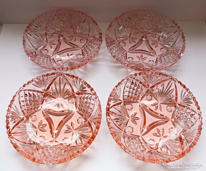 Lazac rózsaszín üveg  tálkák 4db 14.5cm