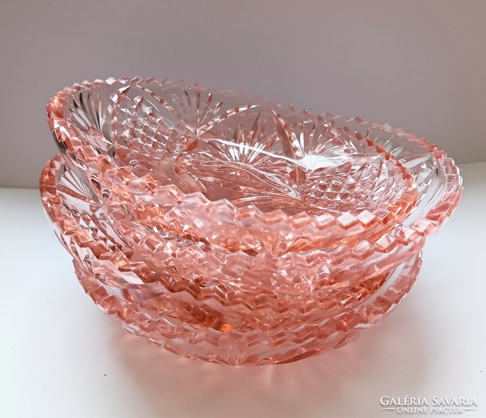 Salmon pink glass bowls 4pcs 14.5cm