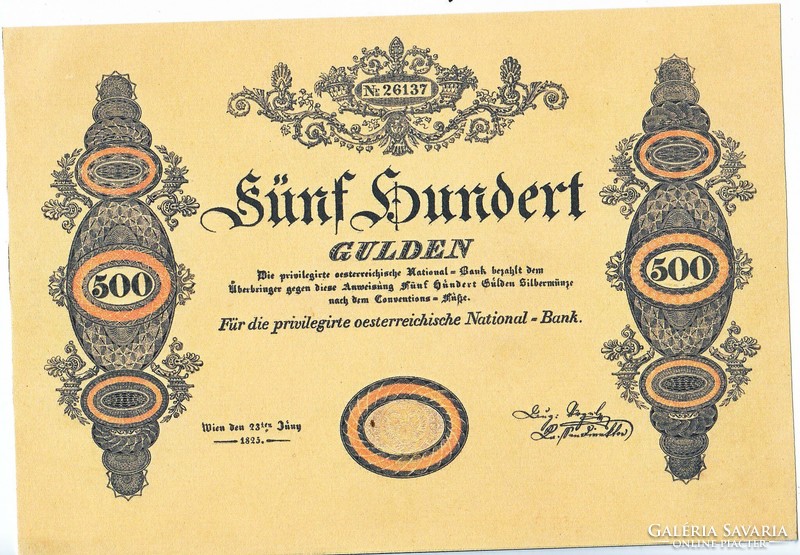 Ausztria 500 Osztrák-Magyar gulden1825 REPLIKA  UNC