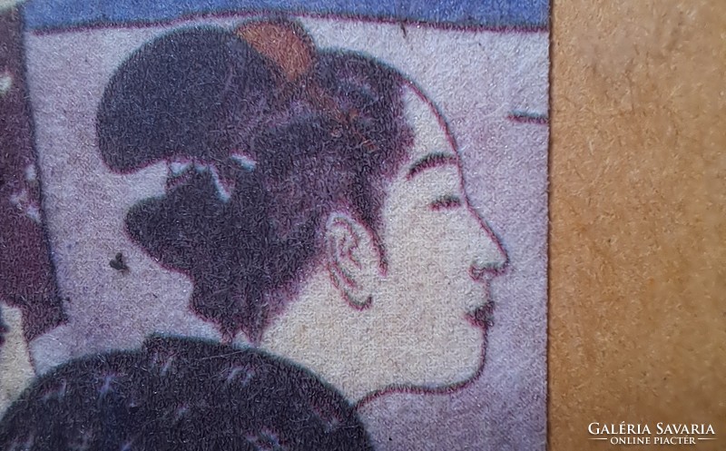 Women in kimono (Japanese woodcut, 17x8 cm) portrait, Japanese culture, ukiyo-e