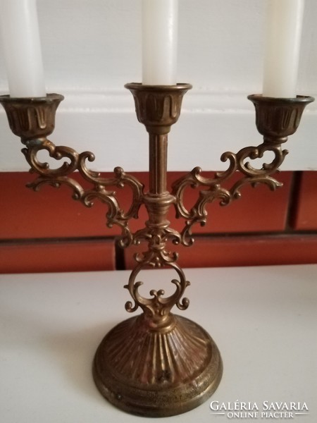 Bronze 3-prong candle holder