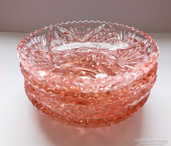 Salmon pink glass bowls 4pcs 14.5cm