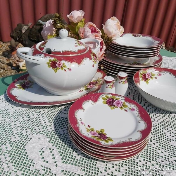 Beautiful hoffburg vienna rose dinnerware plate flat plate deep plate soup bowl collectors