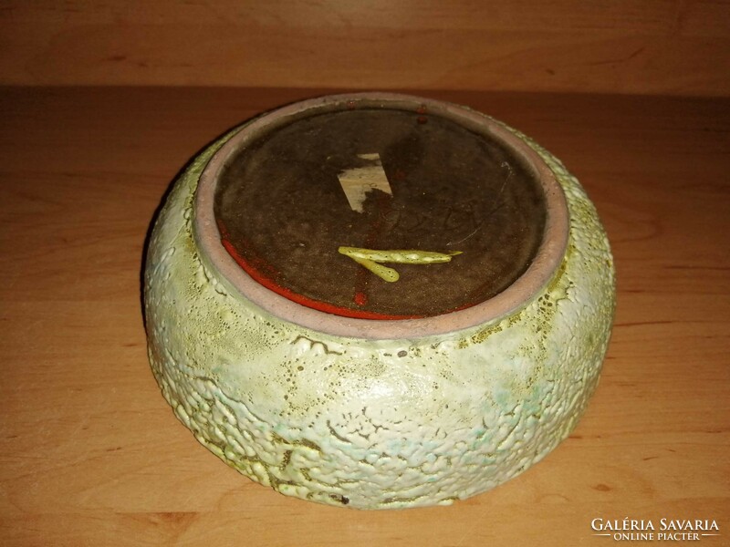 Iparművészeti kerámia ikebana váza átm. 16,5 cm (23/d)