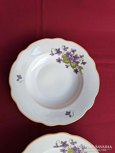 2 Pcs rare violet Zsolnay plates plate deep plate heirloom collectors