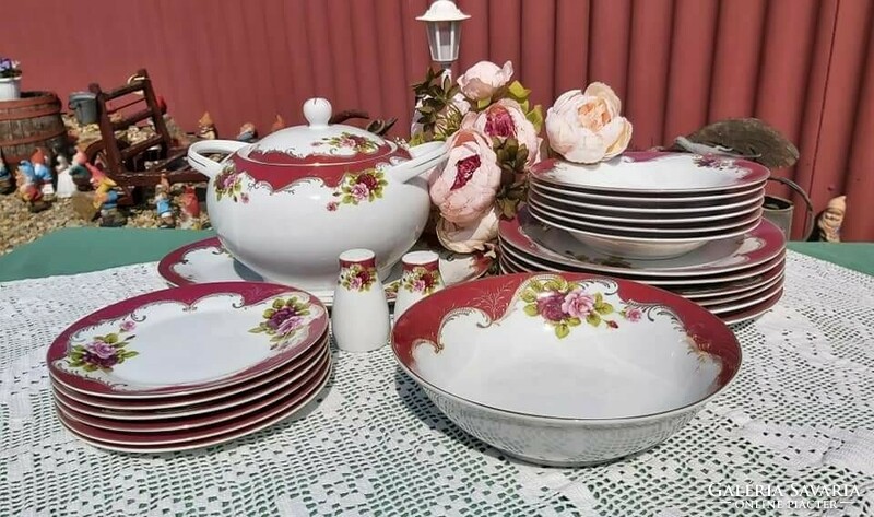 Beautiful hoffburg vienna rose dinnerware plate flat plate deep plate soup bowl collectors