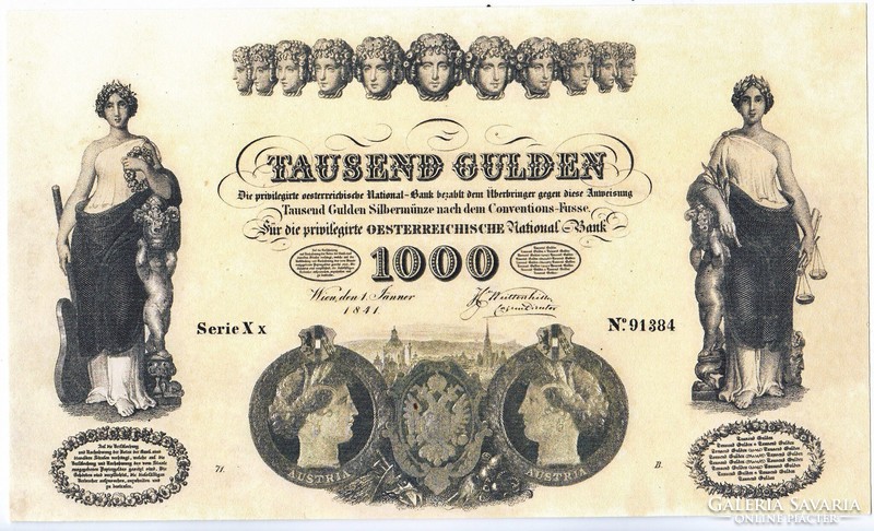 Ausztria 1000 osztrák-magyar gulden 1841 REPLIKA UNC