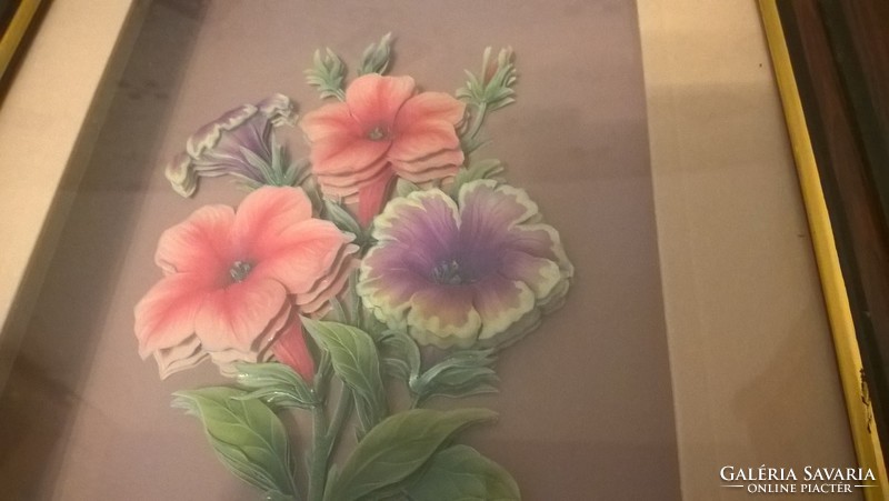 (K) interesting picture flowers with frame 29x24 cm.