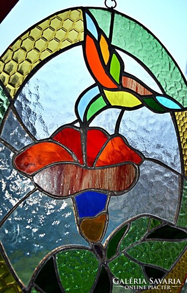 40cm! Tiffany hummingbird, large window picture (42x30cm!), Wall picture. From a crafting artist. (S)