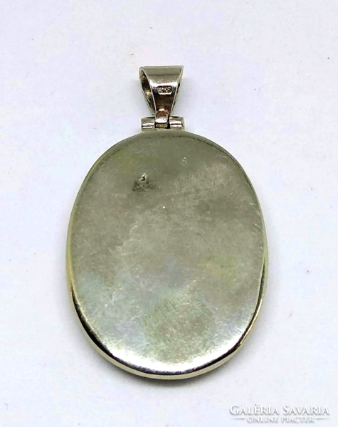 Titanium aura quartz mineral pendant, in silver-plated socket a58289