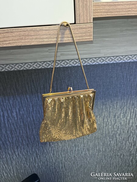 Retro gold plate disco bag with snake chain 1970'