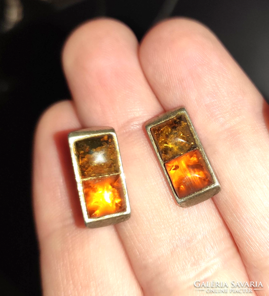 925 Silver earrings with amber stones