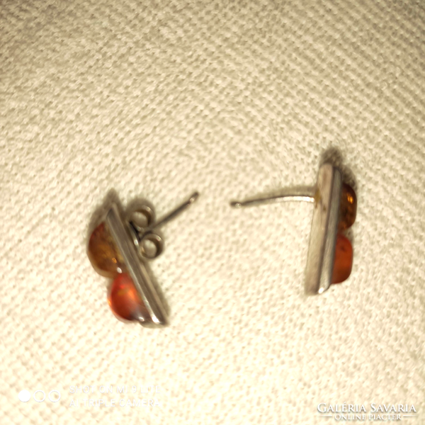 925 Silver earrings with amber stones