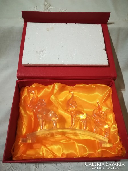 Elephants, handmade glass crystal ornament, in its own gift box.