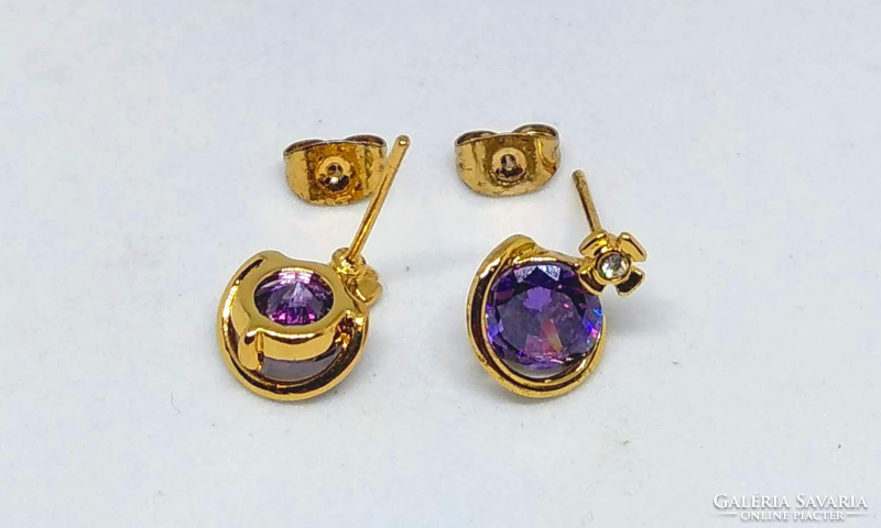 14K gold filled earrings with purple cz crystal