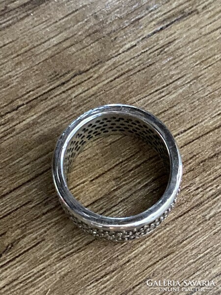 Beautiful, pavé set, marked silver ring size 54