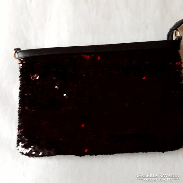 Fekete, piros táska, alkalmi táska, lesímítós flitteres