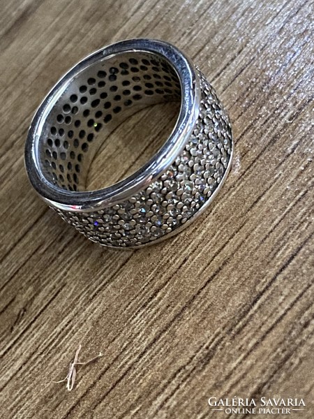 Beautiful, pavé set, marked silver ring size 54