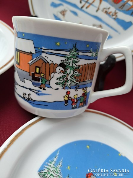 Zsolnay karácsonyi karácsonyos porcelán bögre nosztalgia  paraszti  falusi