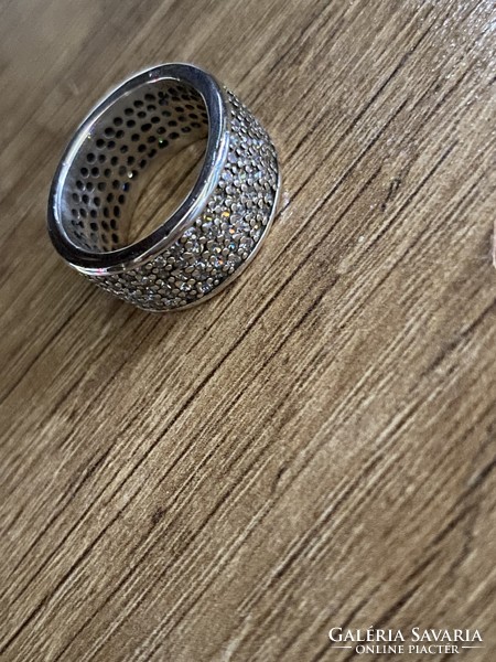Beautiful, pavé set, marked silver ring size 54
