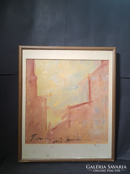 Abstract oil painting from 1977 marked 