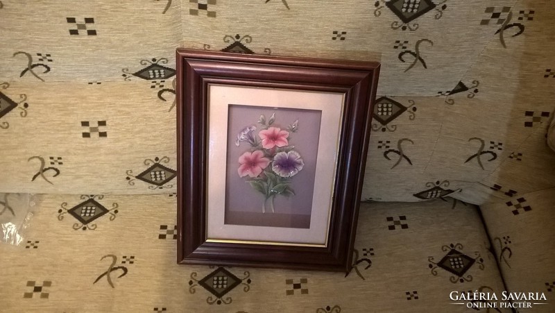 (K) interesting picture flowers with frame 29x24 cm.