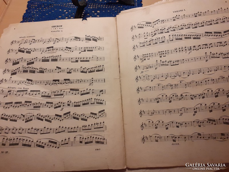 Orchestral sheet music 1922 - von weber - salabert: oberon celebre ouverture e.A.S. 2114