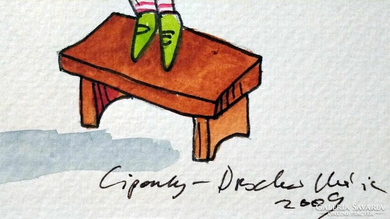 Lipovszky-Drescher Mária: "Karácsony" - eredeti bűbájos grafika