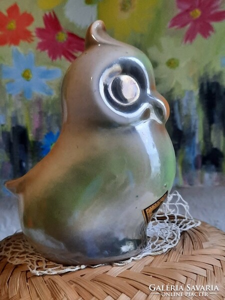 Hungária industrial artist ceramic nipp figure owl completely flawless display case condition