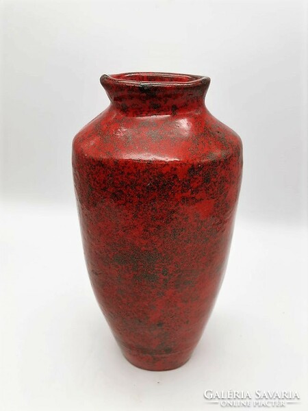 Pesthidegkút, retro váza, magyar iparművészeti kerámia, 32 cm magas, nehéz, masszív
