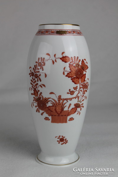 Herend Indian basket pattern vase, orange