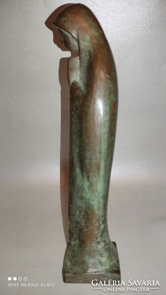 Antique art deco bronze statue praying madonna 1920s