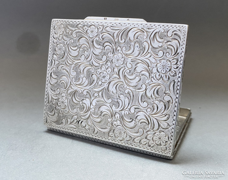 Extremely beautiful, decorative silver plate, business card holder.