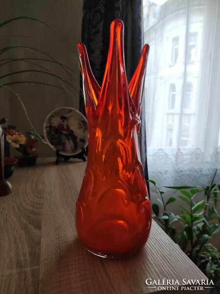 Narancssárga értékes üveg váza (33 cm)