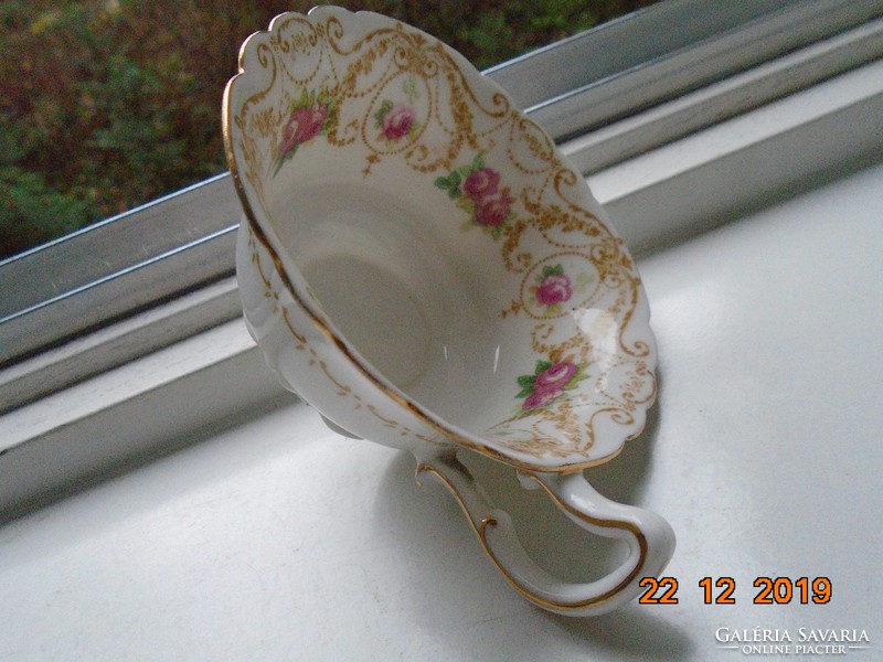 1910 Royal Doulton Numbered Art Nouveau Pink Rose Tea Cup with Laced Edge and Base