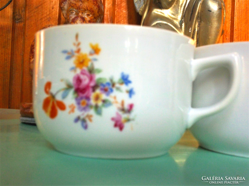 Antik 1949-60, virágos német porcelán teás csészék darabra, 3 dl