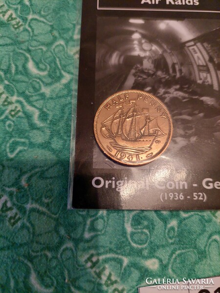 BB0155   Air raids Original coin Half penny 1941