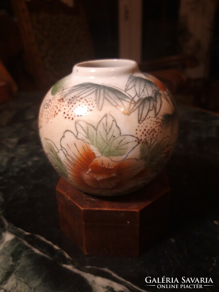 Old, hand-painted Japanese small vase - flower / bird motif