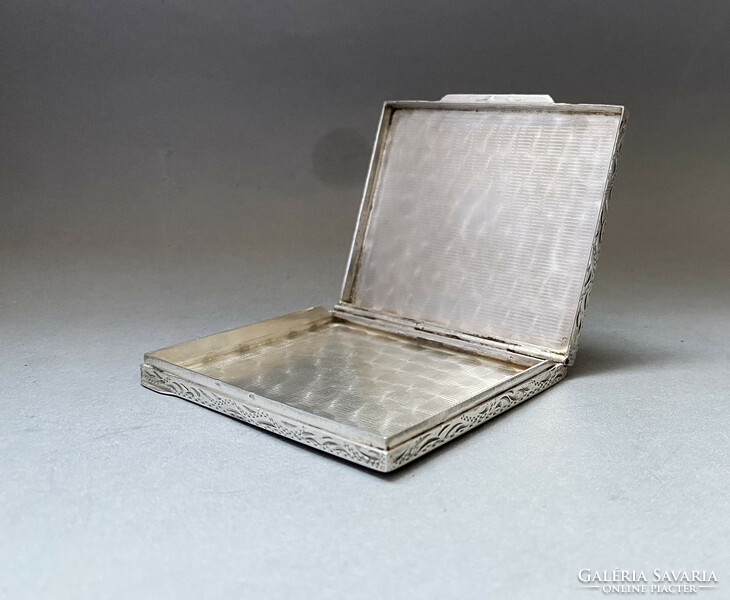Extremely beautiful, decorative silver plate, business card holder.