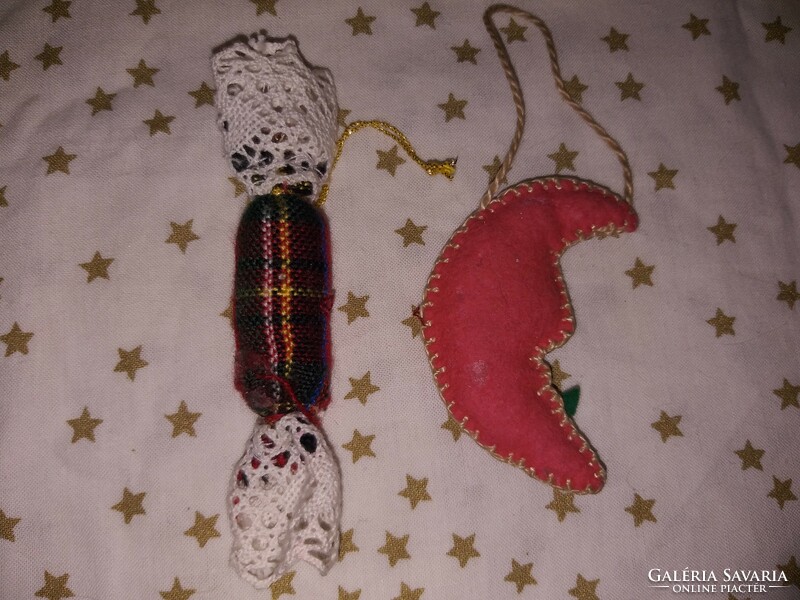 Retro textile Christmas tree decoration moon candy Christmas decoration 2 pcs.